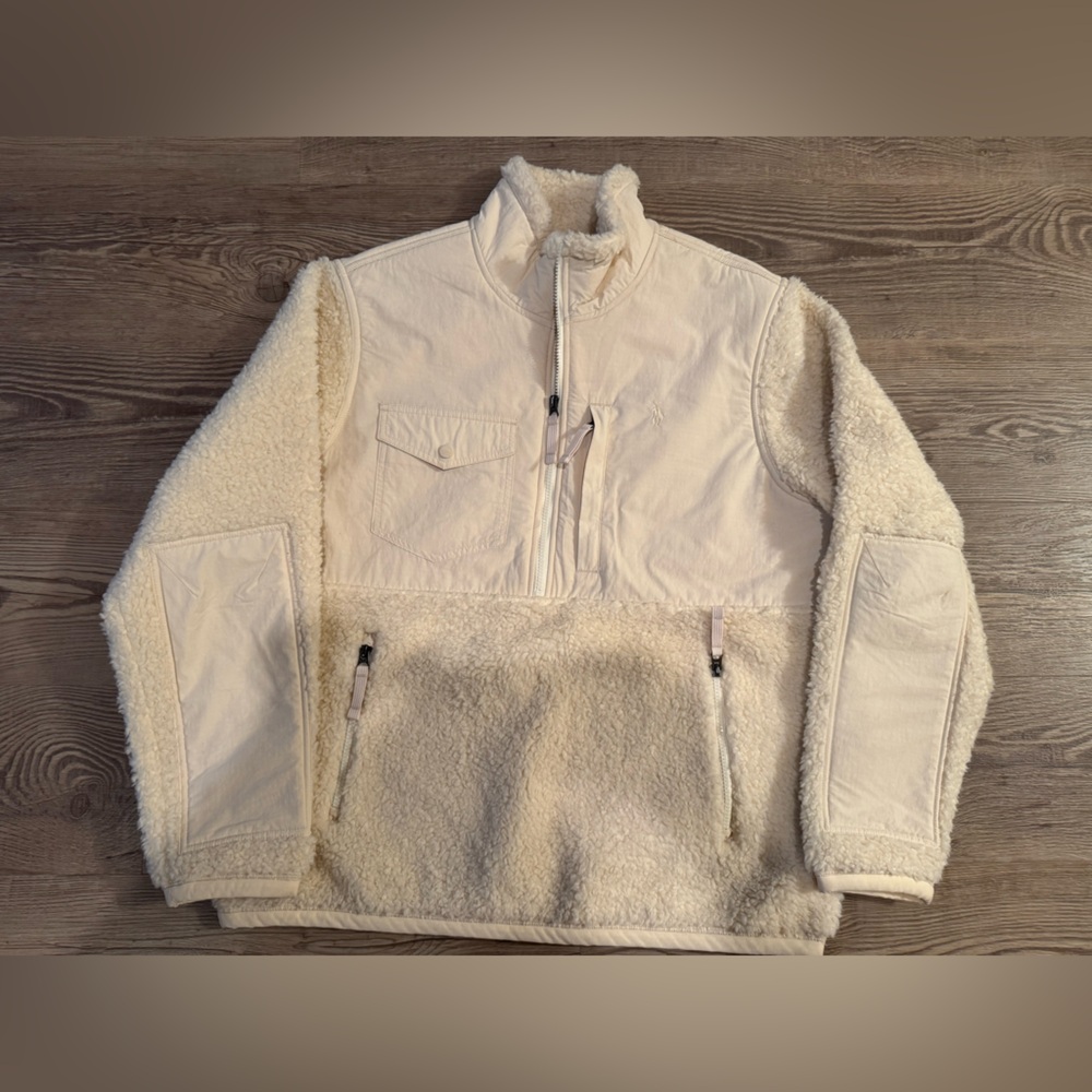 Polo Ralph Lauren Cream Fleece Jacket Half Zip